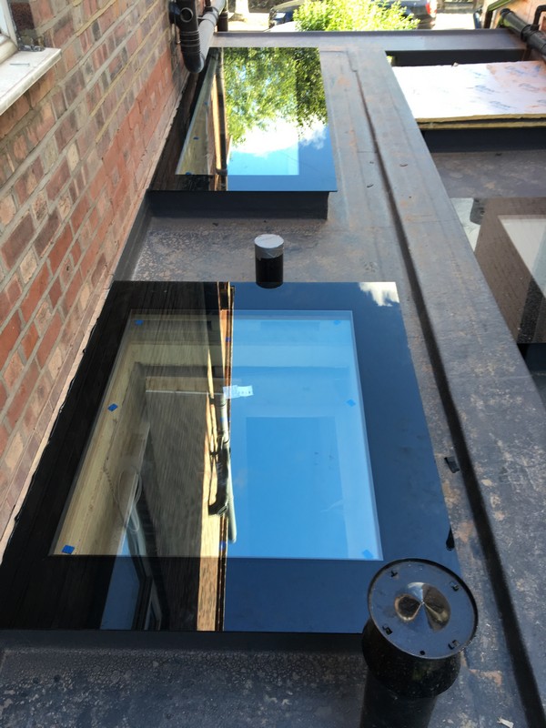 Multiple flat roof skylights on extension in Potters Bar